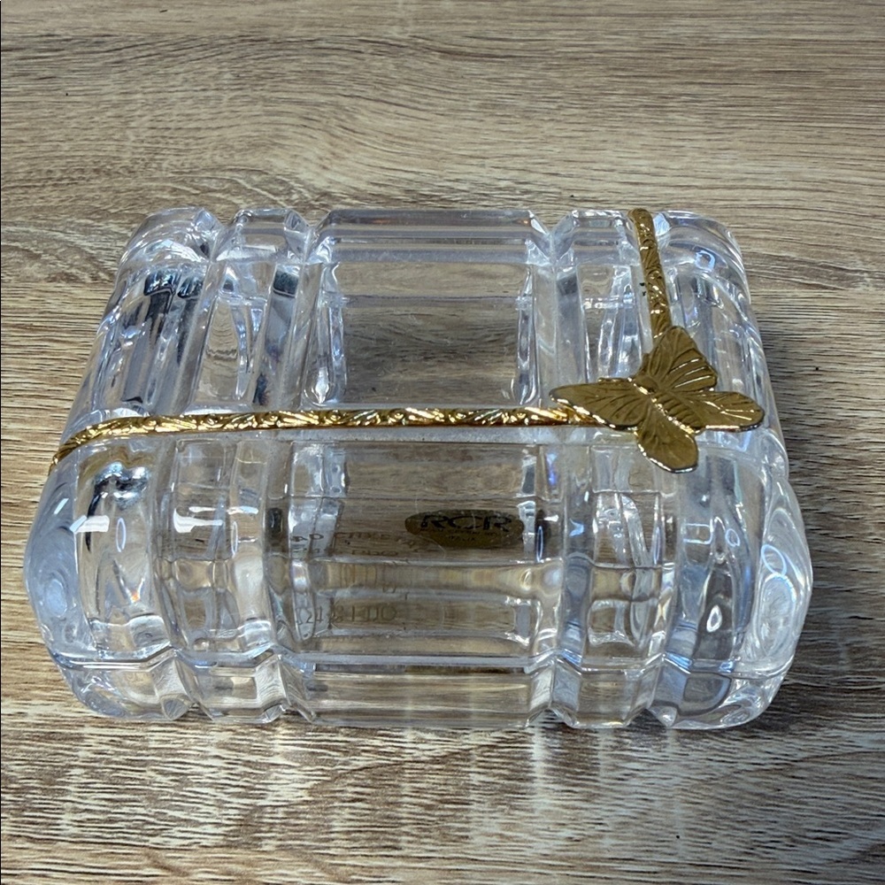 Vintage Clear Crystal Jewelry Box, Italian RCR Crystal Trinket Box